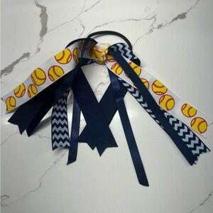 11 Softball ponytail ribbons (navy/white). NEW!